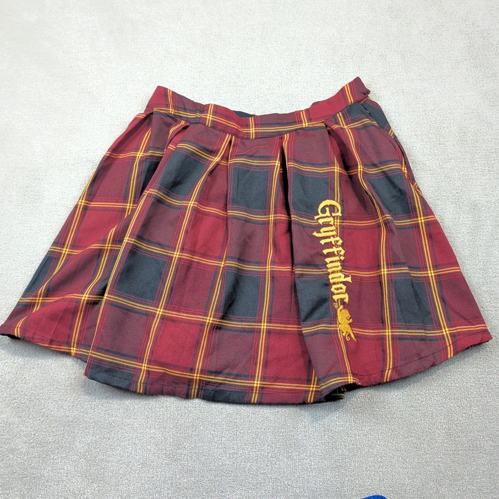 Harry Potter Skirt Womens Large Red Gryffindor Plaid Pleated Mini Skirt